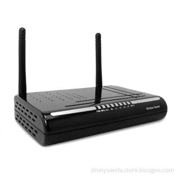 Wireless Modem Router with Four LAN Ports, 12V AC at 1,200mAh Output Voltage and 300Mbps Capacity